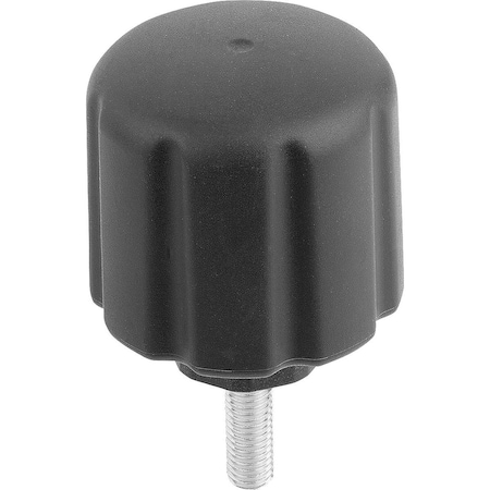 Kipp Clamping Grip Ergonomic D=M08X25 D1=50 H=55, Form:L Plastic, Black Ral7021, Comp:Steel K0779.5008X25